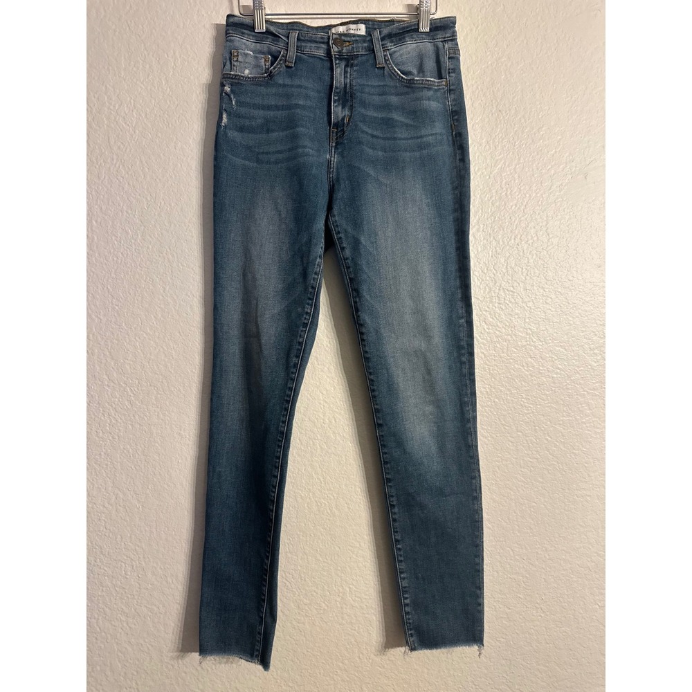 Flying Monkey High Rise Distressed Skinny Jeans Blue Raw Hem Y3043 Size 29 - Picture 2 of 13